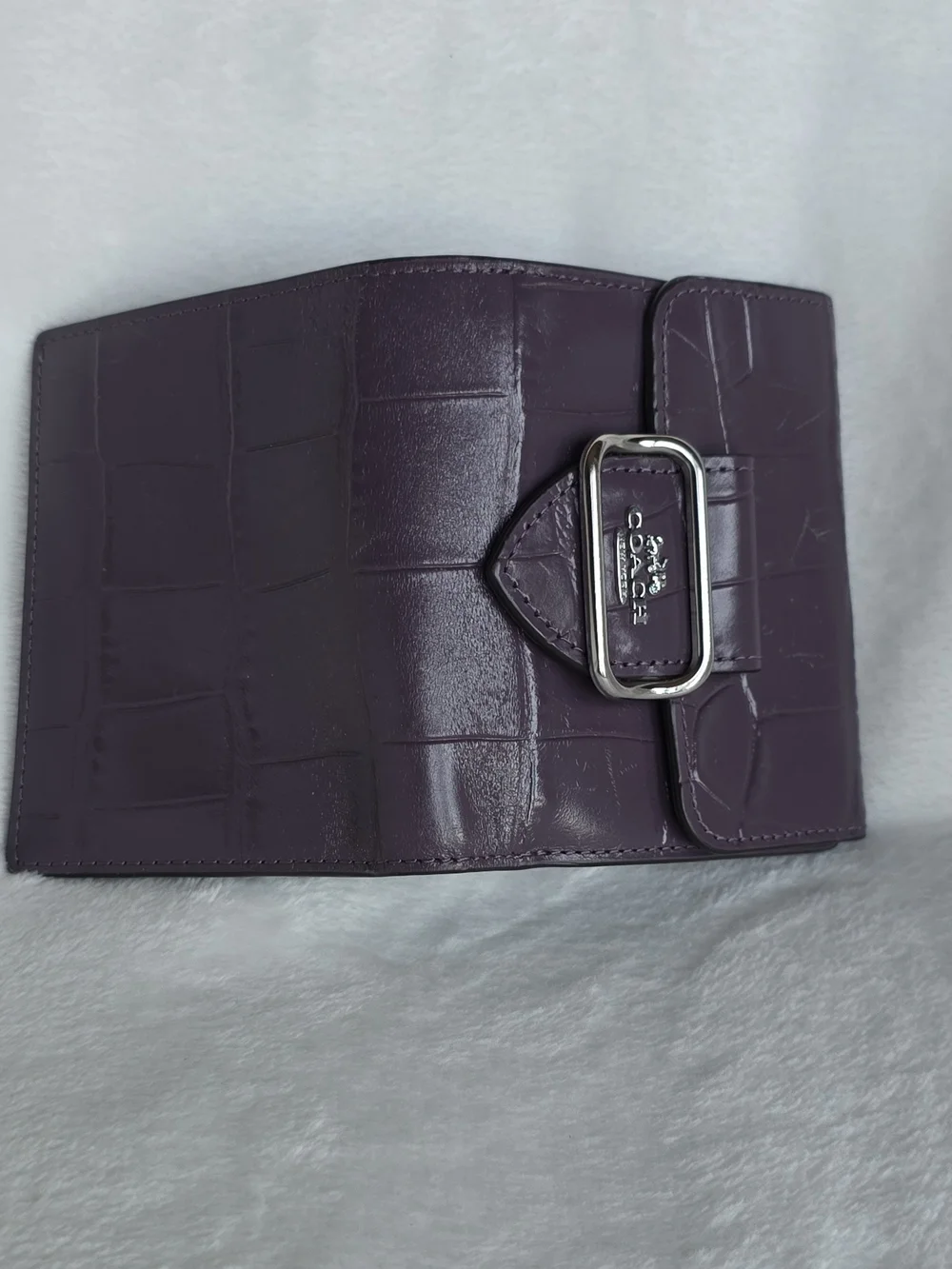 Coach Women’s Purple Croc-Embossed Leather Wallet